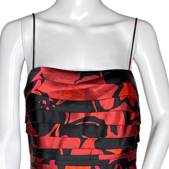 JS Collection Dress Womens 8 Red Pink Black Sheath‎ Dress Shutter Pleats Preppy - Picture 6 of 9